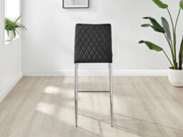 Furniturebox Set Of 2 Milan Black Diamond-Stiched Soft Touch Velvet Silver Chrome Leg Padded Counter Stools - thumbnail 5