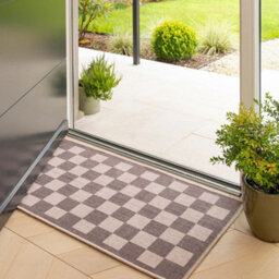 Loomed Machine Washable Doormat Checkerboard Non Slip Front Door Mat 60Cm X 110Cm - thumbnail 1