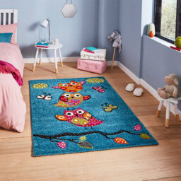 Blue Kids Modern Easy To Clean Animal Graphics Pictorial Rug For Dining Room-120Cm X 170Cm