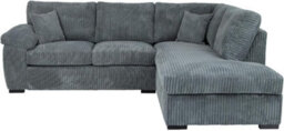Delta Grey Jumbo Cord L Shape 4 Seater Right Hand Facing Corner Sofa