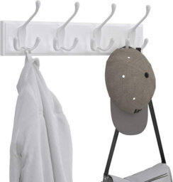 Songmics Wall Mounted Coat Rack, Hook Rack With 4 Tri-Hooks, For Clothes, Keys, Hats, Purses, In The Entryway, Bathroom, Closet Room, White - thumbnail 4