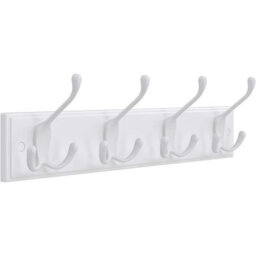 Songmics Wall Mounted Coat Rack, Hook Rack With 4 Tri-Hooks, For Clothes, Keys, Hats, Purses, In The Entryway, Bathroom, Closet Room, White - thumbnail 3