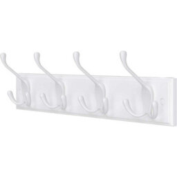 Songmics Wall Mounted Coat Rack, Hook Rack With 4 Tri-Hooks, For Clothes, Keys, Hats, Purses, In The Entryway, Bathroom, Closet Room, White - thumbnail 5