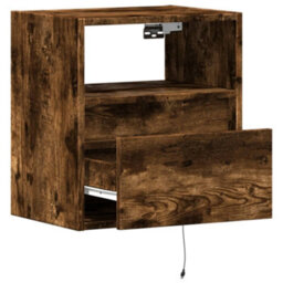 Berkfield Tv Wall Cabinet With Led Lights Smoked Oak 41X31X45 Cm - thumbnail 9