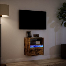 Berkfield Tv Wall Cabinet With Led Lights Smoked Oak 41X31X45 Cm - thumbnail 5