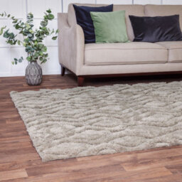 Dark Beige Modern Shaggy Easy To Clean Geometric Dining Room Bedroom And Living Room Rug-200Cm X 290Cm - thumbnail 1