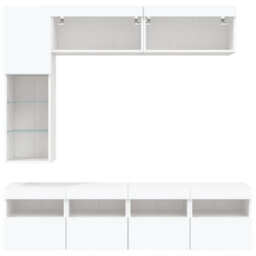 Berkfield Versatile 7 Piece Tv Wall Cabinet Set With Led Lights White - thumbnail 7