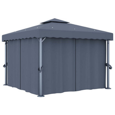 Berkfield Gazebo With Curtain 3X3 M Anthracite Aluminium - image 1
