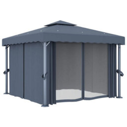 Berkfield Gazebo With Curtain 3X3 M Anthracite Aluminium - thumbnail 2
