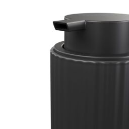 GoodHome Rawa Matt Black Ribbed Effect Ceramic Freestanding Soap Dispenser - thumbnail 2