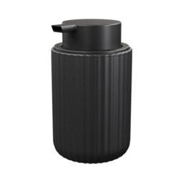 GoodHome Rawa Matt Black Ribbed Effect Ceramic Freestanding Soap Dispenser