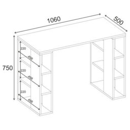 Decortie Modern Colmar 106Cm Working Desk Particleboard 3 Open Shelves Wall Fix H75Xw106Cm, Oak, Ash Green - thumbnail 2