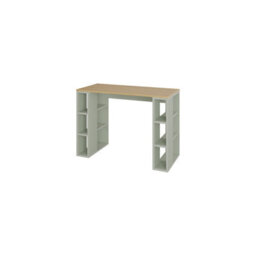 Decortie Modern Colmar 106Cm Working Desk Particleboard 3 Open Shelves Wall Fix H75Xw106Cm, Oak, Ash Green - thumbnail 3