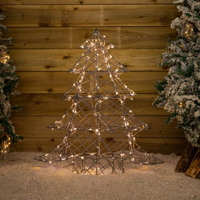 Samuel Alexander 90Cm Light Up Grey Rattan Christmas Tree With 120 White & Warm White Leds - image 1
