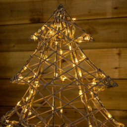 Samuel Alexander 90Cm Light Up Grey Rattan Christmas Tree With 120 White & Warm White Leds - thumbnail 5