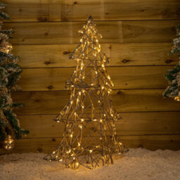 Samuel Alexander 90Cm Light Up Grey Rattan Christmas Tree With 120 White & Warm White Leds - thumbnail 8