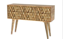 Buttercup Farm Geometric Sideboard 3 Door - Mango Wood - L35 X W115 X H76 Cm - Mango Light Finish - thumbnail 1