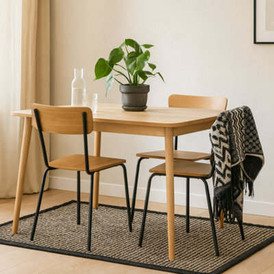 Wyld Haus Sorenna Set Of 4 Oak-Effect Dining Chairs With Black Powder-Coated Steel Legs - image 1