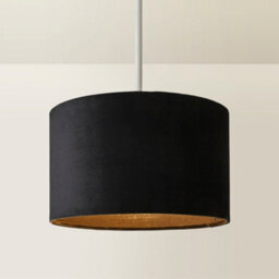 Valuelights Reni Black Velvet Drum Ceiling Lamp Shade (D)25Cm - thumbnail 3