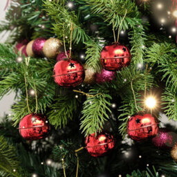 Melody Maison Set Of 8 Red Hanging Bell Christmas Decorations - 4Cm - thumbnail 3