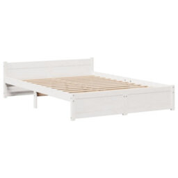 Walplus Bed Frame With Headboard Without Mattress White 140X200 Cm - thumbnail 4