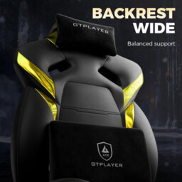 Gtplayer Big Gaming Chair, Ergonomic Office Chair With Footrest, 350Lbs, Premium Leather And Iridescent Trim, Ace-Armor, Yellow - thumbnail 8