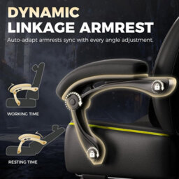 Gtplayer Big Gaming Chair, Ergonomic Office Chair With Footrest, 350Lbs, Premium Leather And Iridescent Trim, Ace-Armor, Yellow - thumbnail 6