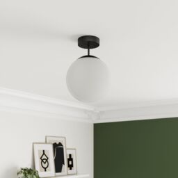 GoodHome Round Matt Glass & Metal Black Frosted Effect Led Ceiling Light - thumbnail 5