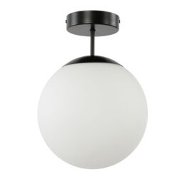 GoodHome Round Matt Glass & Metal Black Frosted Effect Led Ceiling Light - thumbnail 3