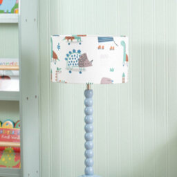 ValueLights Powder Blue Bobbin Stem Table Lamp With Cartoon Dino Drum Shade For Living Room Bedroom - Led Bulb Included - thumbnail 3