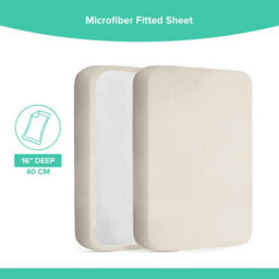 "Ameha Fitted Sheet 40Cm Extra Deep Pocket Bed Sheets Elastic Corners Soft Microfiber Fitted Sheet 16"" (Cream,single 91X 190 Cm)" - thumbnail 6