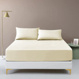"Ameha Fitted Sheet 40Cm Extra Deep Pocket Bed Sheets Elastic Corners Soft Microfiber Fitted Sheet 16"" (Cream,single 91X 190 Cm)" - thumbnail 2