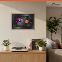 "AK Frames 25X17"" Rose Gold Modern Vinyl Record Frame With Black Mount For 12 Inch Lp Cover & Disc - Overlapped Design" - thumbnail 5