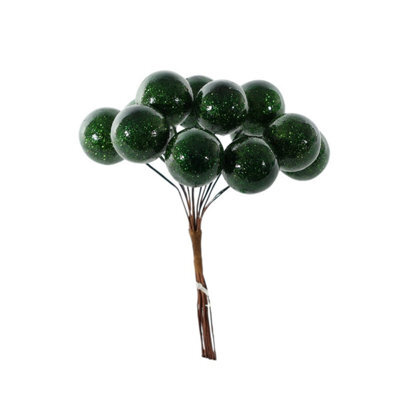 Green Shiny Berry Bunch Christmas Decoration Pack Of 10