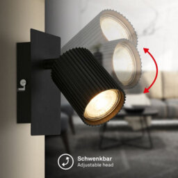 Briloner Gu10 Socket Black Adjustable Head Wall Light - thumbnail 3