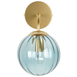 Beliani Art Deco Wall Lamp - Gold Metal Base With 28 Cm Cobalt Blue Glass Globe For Bedroom And Living Room - thumbnail 2