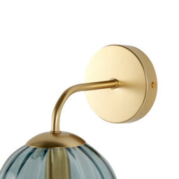 Beliani Art Deco Wall Lamp - Gold Metal Base With 28 Cm Cobalt Blue Glass Globe For Bedroom And Living Room - thumbnail 6