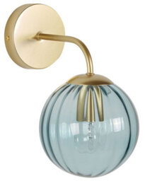 Beliani Art Deco Wall Lamp - Gold Metal Base With 28 Cm Cobalt Blue Glass Globe For Bedroom And Living Room - thumbnail 3