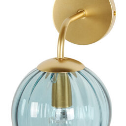 Beliani Art Deco Wall Lamp - Gold Metal Base With 28 Cm Cobalt Blue Glass Globe For Bedroom And Living Room - thumbnail 4