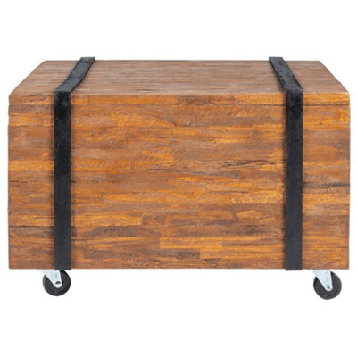 Berkfield Industrial Side Table Teak 60X60X38 Cm - image 1