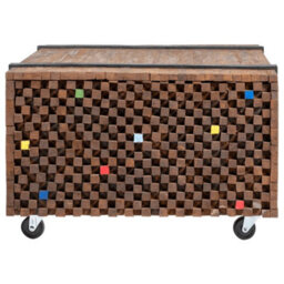 Berkfield Industrial Side Table Teak 60X60X38 Cm - thumbnail 3