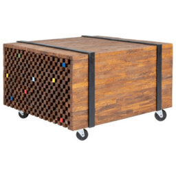 Berkfield Industrial Side Table Teak 60X60X38 Cm - thumbnail 2