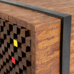 Berkfield Industrial Side Table Teak 60X60X38 Cm - thumbnail 5