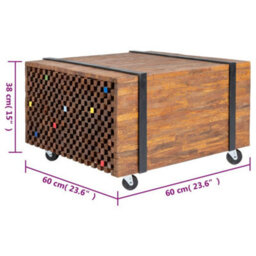 Berkfield Industrial Side Table Teak 60X60X38 Cm - thumbnail 8