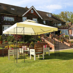 Charles Bentley 3Mx3M Steel Art Outdoor Gazebo Luxury Metal Frame Marquee Cream - thumbnail 2