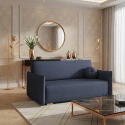 Viva Glov Iv Upholstered Sofa Bed With Bedding Storage Chipboard Frame Wood Legs Sleeping Function 174X98X85Cm Blue - thumbnail 1