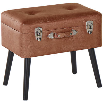 Beliani Storage Stool Mallard Faux Leather Golden Brown - image 1