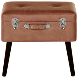 Beliani Storage Stool Mallard Faux Leather Golden Brown - thumbnail 4