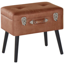 Beliani Storage Stool Mallard Faux Leather Golden Brown - thumbnail 1