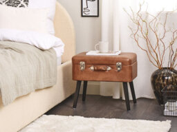 Beliani Storage Stool Mallard Faux Leather Golden Brown - thumbnail 2